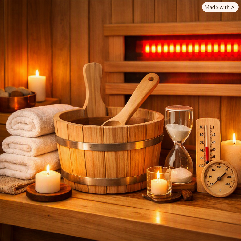 Infrared Sauna Accessory Kit – Bucket, Ladle & Towels