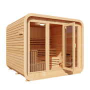 KOVE Cube Sauna 5–6 Person Outdoor Sauna – Premium Spruce Wood, 8kW Harvia Heater, Modern Cube Design