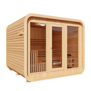 KOVE Cube Sauna 5–6 Person Outdoor Sauna – Premium Spruce Wood, 8kW Harvia Heater, Modern Cube Design