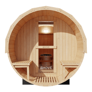 KOVE Outdoor Barrel Sauna – 4–6 Person Garden Sauna with 6kW Harvia Electric Heater