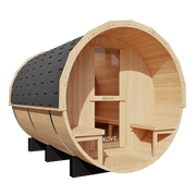 KOVE Outdoor Barrel Sauna – 4–6 Person Garden Sauna with 6kW Harvia Electric Heater